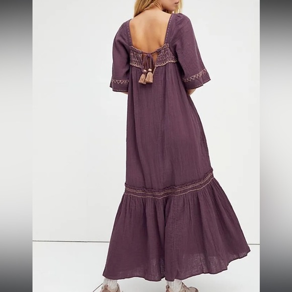 Free People Im The One Embroidered Maxi Dress, Purple - Picture 2 of 9